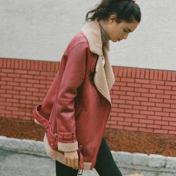 NEW Urban Outfitters Oversized Faux Leather Aviator Jacket